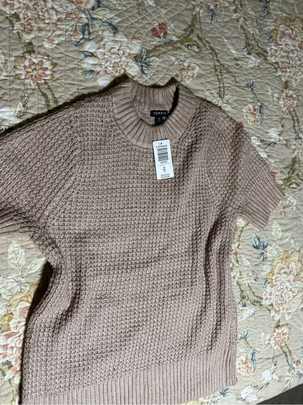 torrid Waffle Knit Short-Sleeve Crew in Mauve